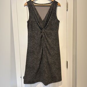 Eddie Bauer Tan and White Midi Dress